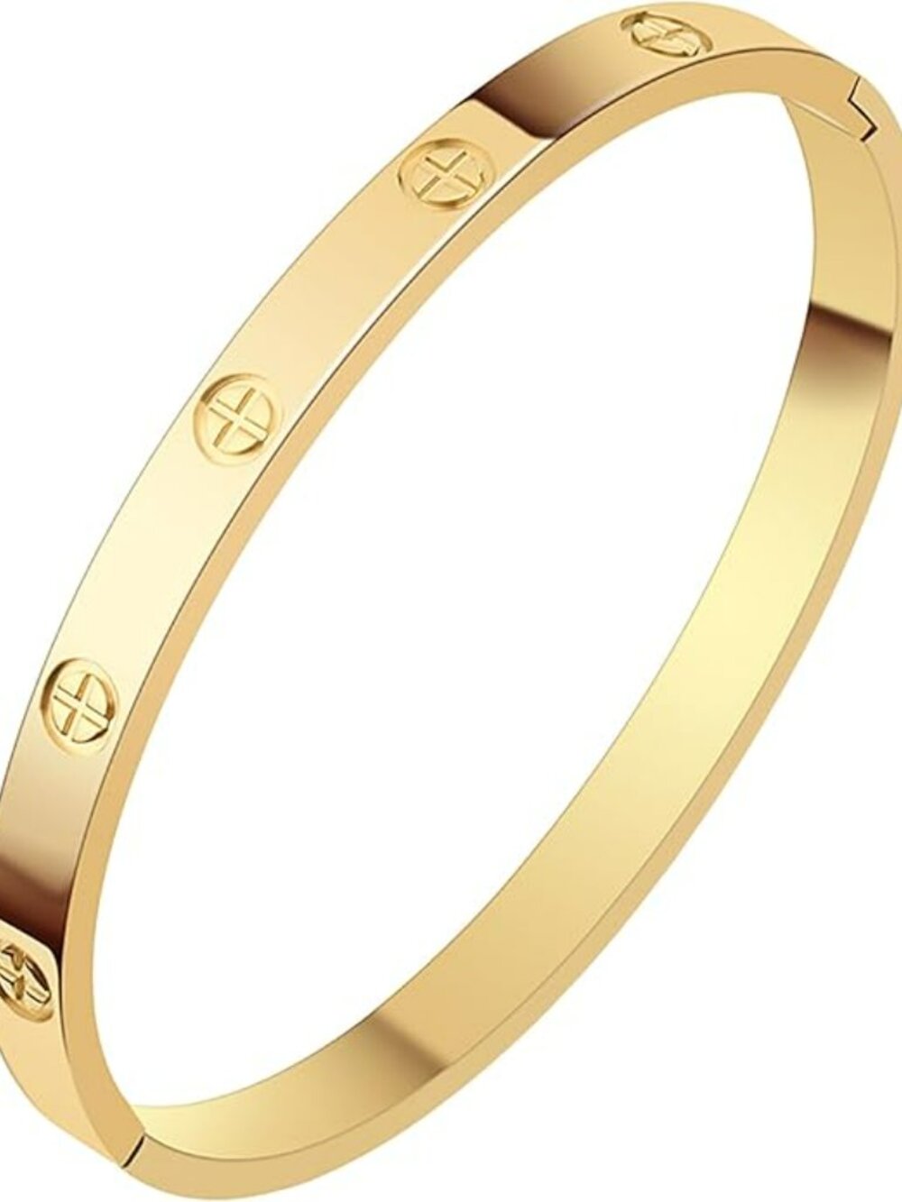 Waterproof 18K Gold PVD Plated Bangle Bracelet for Women, Non-Tarnish Stainless